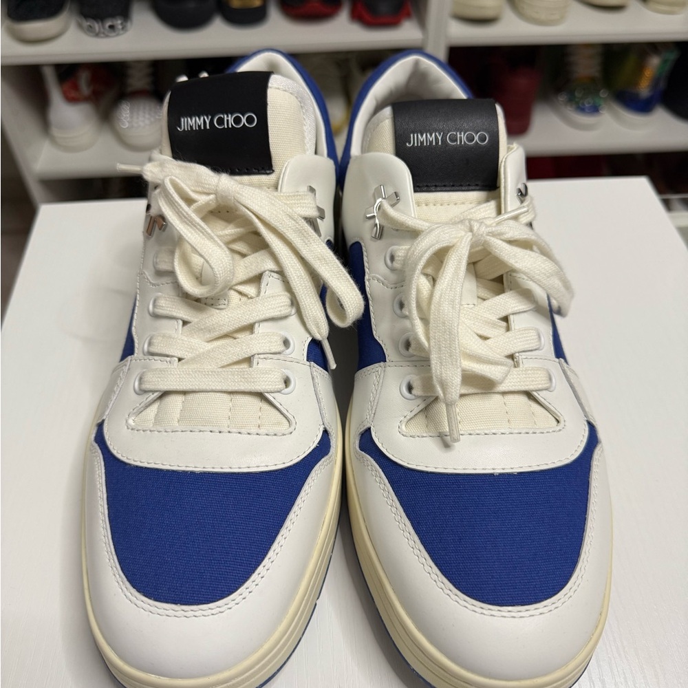 Jimmy Choo Men's Sneakers in Blue and White
